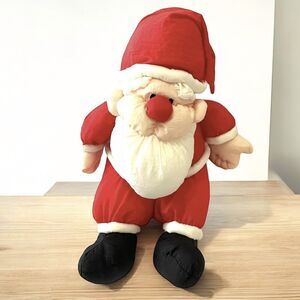 Vintage 1990 Christmas Puffy Nylon Santa Plush 10” Stuffed Christmas Toy